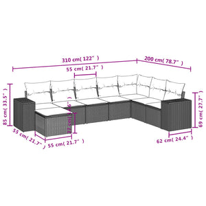 Set Divani da Giardino con Cuscini 8 pz Nero in Polyrattan 3255292