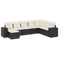 Set Divani da Giardino con Cuscini 8 pz Nero in Polyrattan 3255293