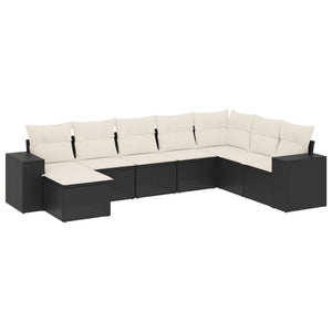 Set Divani da Giardino con Cuscini 8 pz Nero in Polyrattan 3255293