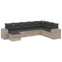 Set Divano da Giardino 8pz con Cuscini Grigio Chiaro Polyrattan 3255299