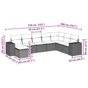 Set Divano da Giardino 8pz con Cuscini Grigio Chiaro Polyrattan 3255299