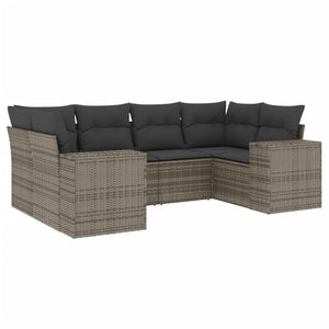 Set Divano da Giardino 6 pz con Cuscini Grigio in Polyrattancod mxl 114772