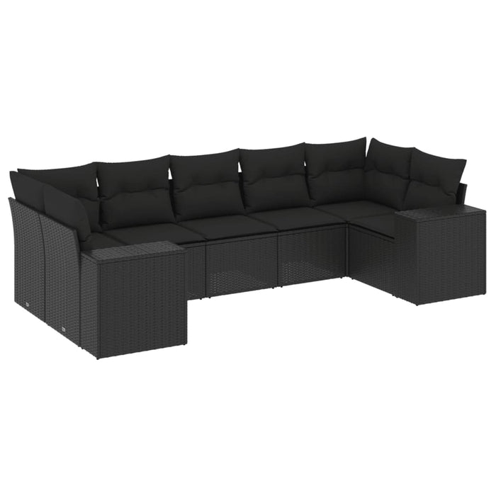 Set Divani da Giardino con Cuscini 7pz Nero Polyrattancod mxl 115197