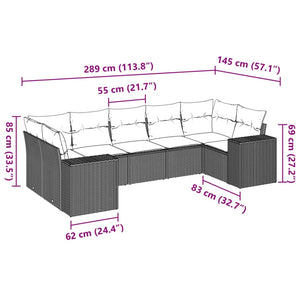 Set Divani da Giardino 7 pz con Cuscini Beige in Polyrattan 3255326