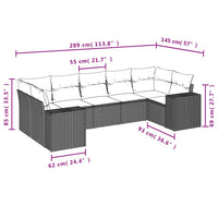 Set Divani da Giardino 7 pz con Cuscini Grigio in Polyrattan 3255327