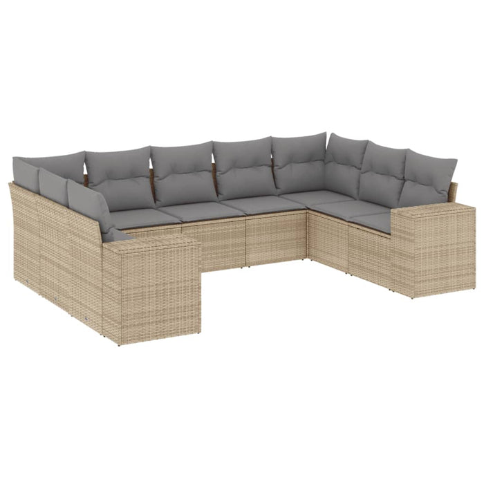 Set Divano da Giardino 9 pz con Cuscini Beige in Polyrattancod mxl 114792