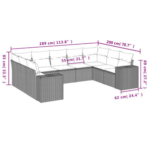 Set Divano da Giardino 9 pz con Cuscini Beige in Polyrattancod mxl 114792