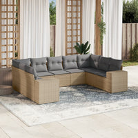 Set Divano da Giardino 9 pz con Cuscini Beige in Polyrattancod mxl 114792