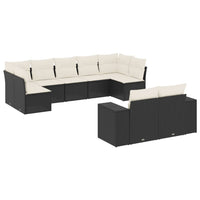 Set Divani da Giardino 9 pz con Cuscini Nero in Polyrattan 3255353