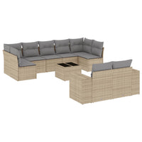 Set Divano da Giardino 10 pz con Cuscini Beige in Polyrattan 3255366