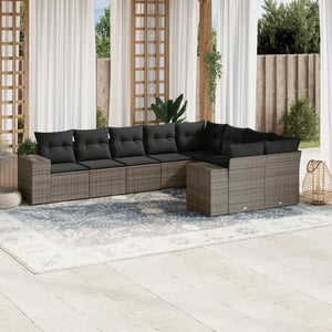 Set Divano da Giardino 9 pz con Cuscini Grigio in Polyrattancod mxl 89233