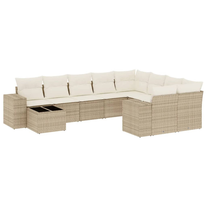 Set Divano da Giardino 10 pz con Cuscini Beige in Polyrattancod mxl 113207