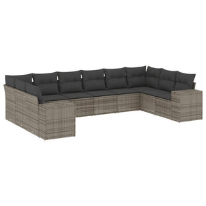 Set Divano da Giardino 10 pz con Cuscini Grigio in Polyrattan 3255407