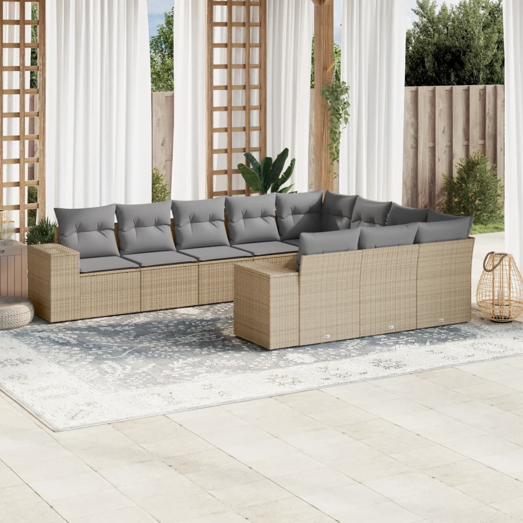 Set Divano da Giardino 10 pz con Cuscini Beige in Polyrattancod mxl 113211