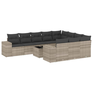 Set Divani da Giardino 11 pz con Cuscini in Polyrattan Grigio 3255439