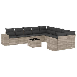 Set Divani da Giardino 11 pz con Cuscini in Polyrattan Grigio 3255459