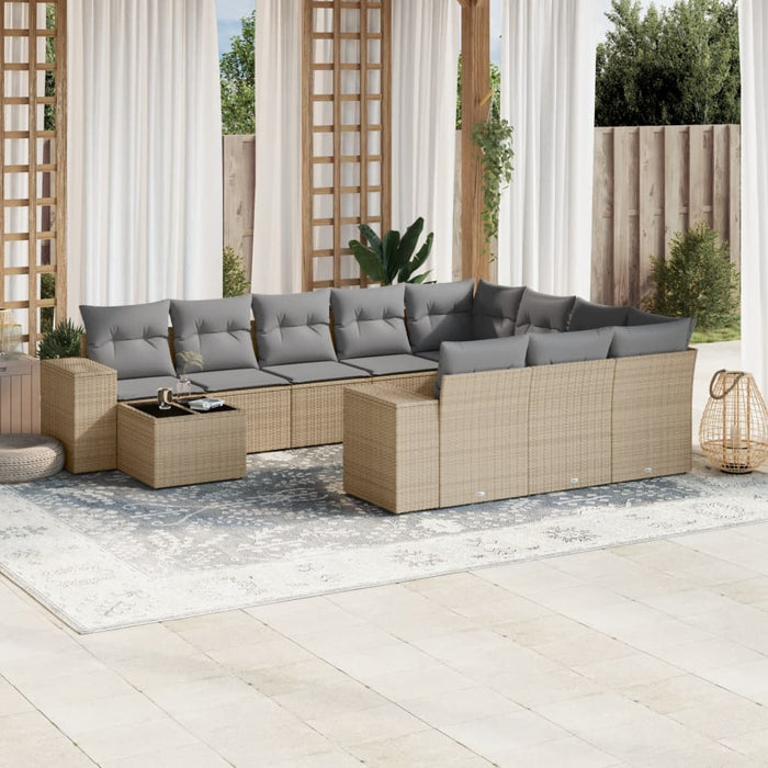 Set Divani da Giardino 11 pz con Cuscini Beige in Polyrattancod mxl 113215