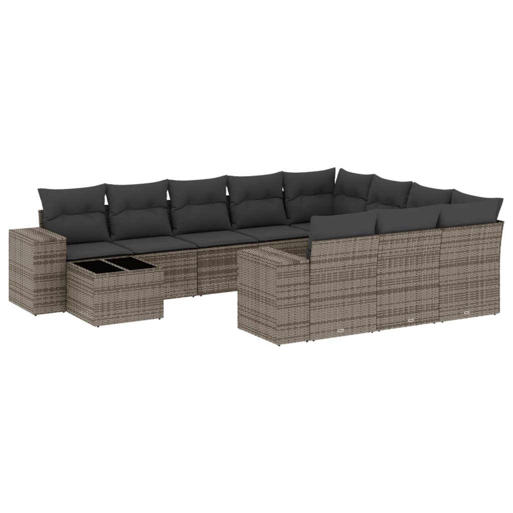 Set Divani da Giardino 11 pz con Cuscini in Polyrattan Grigiocod mxl 91613