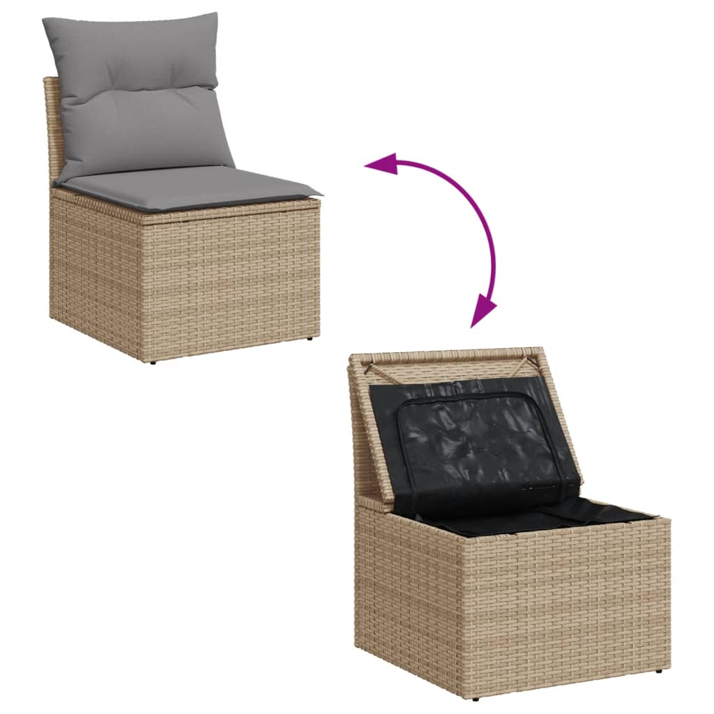 Set Divano da Giardino 4 pz con Cuscini Beige Misto Polyrattan 3255800