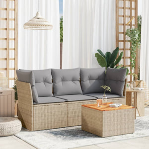 Set Divano da Giardino 4 pz con Cuscini Beige Misto Polyrattan 3255800