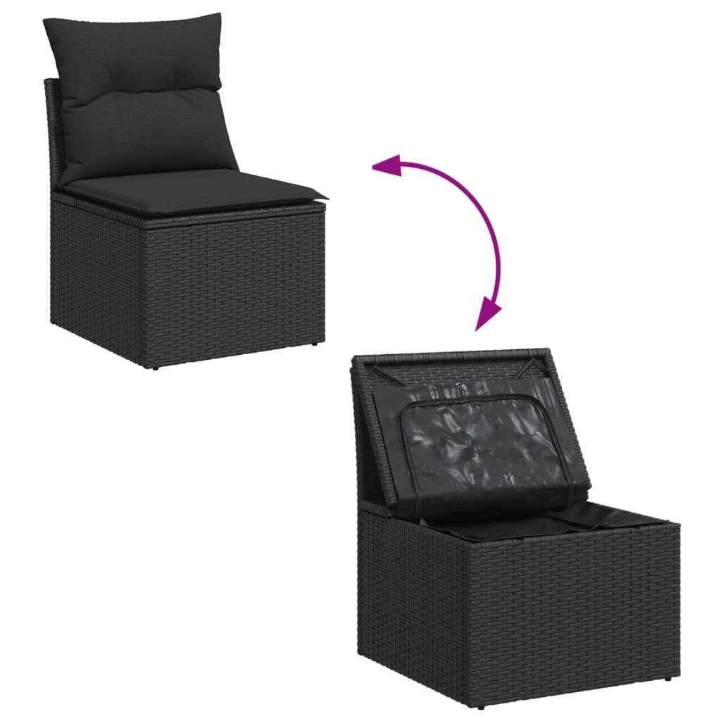 Set Divani da Giardino 5 pz con Cuscini in Polyrattan Nero 3255803