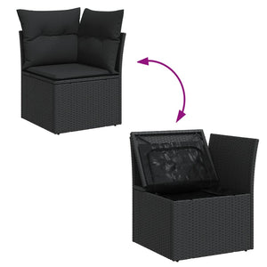 Set Divani da Giardino 5 pz con Cuscini in Polyrattan Nero 3255803