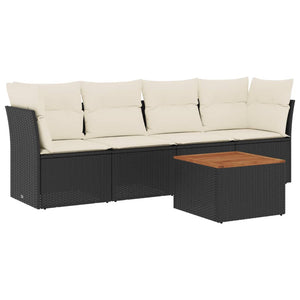 Set Divani da Giardino 5 pz con Cuscini in Polyrattan Nero 3255804