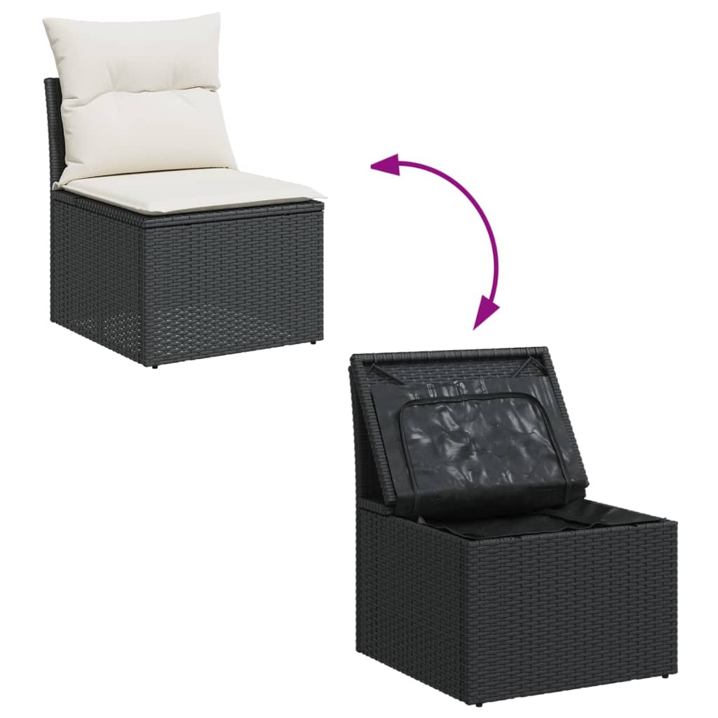 Set Divani da Giardino 5 pz con Cuscini in Polyrattan Nero 3255804