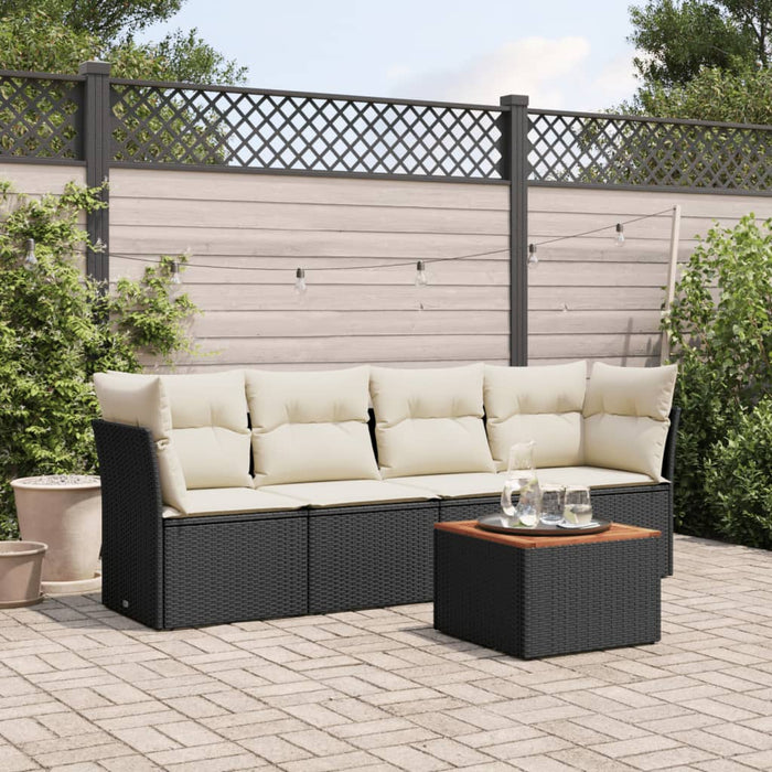 Set Divani da Giardino 5 pz con Cuscini in Polyrattan Nero 3255804