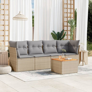 Set Divano da Giardino 5 pz con Cuscini Beige Misto Polyrattan 3255807