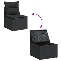 Set Divano da Giardino 6 pz con Cuscini Nero in Polyrattan 3255810