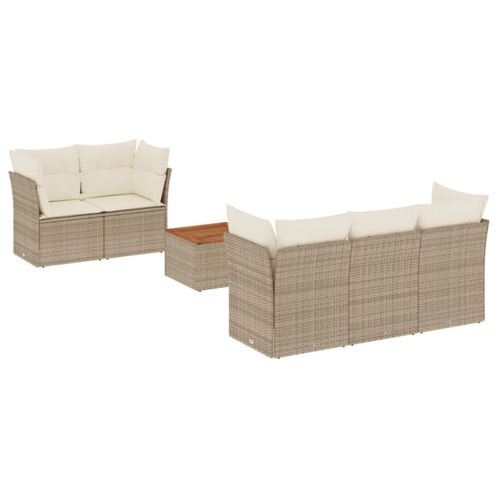 Set Divano da Giardino 6 pz con Cuscini Beige in Polyrattan 3255813