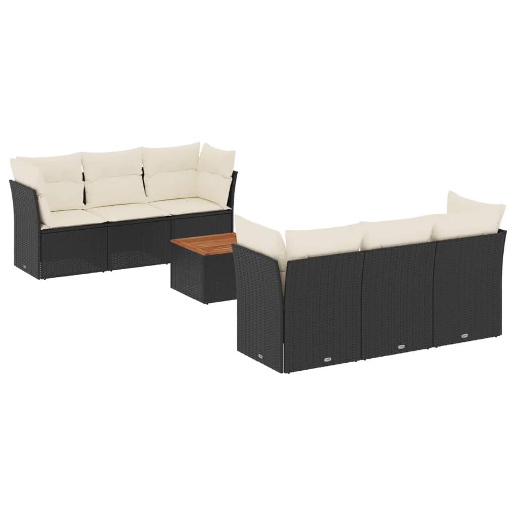 Set Divani da Giardino con Cuscini 7pz Nero Polyrattan 3255818