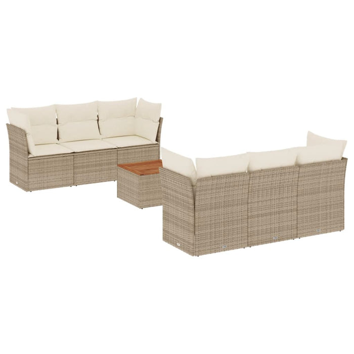 Set Divani da Giardino 7 pz con Cuscini Beige in Polyrattan 3255820