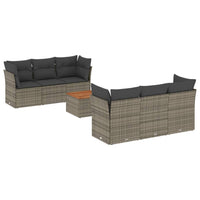 Set Divani da Giardino 7 pz con Cuscini Grigio in Polyrattan 3255822