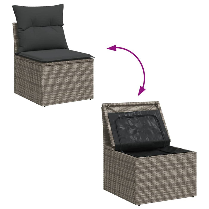 Set Divani da Giardino 7 pz con Cuscini Grigio in Polyrattan 3255822