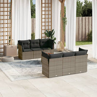 Set Divani da Giardino 7 pz con Cuscini Grigio in Polyrattan 3255822