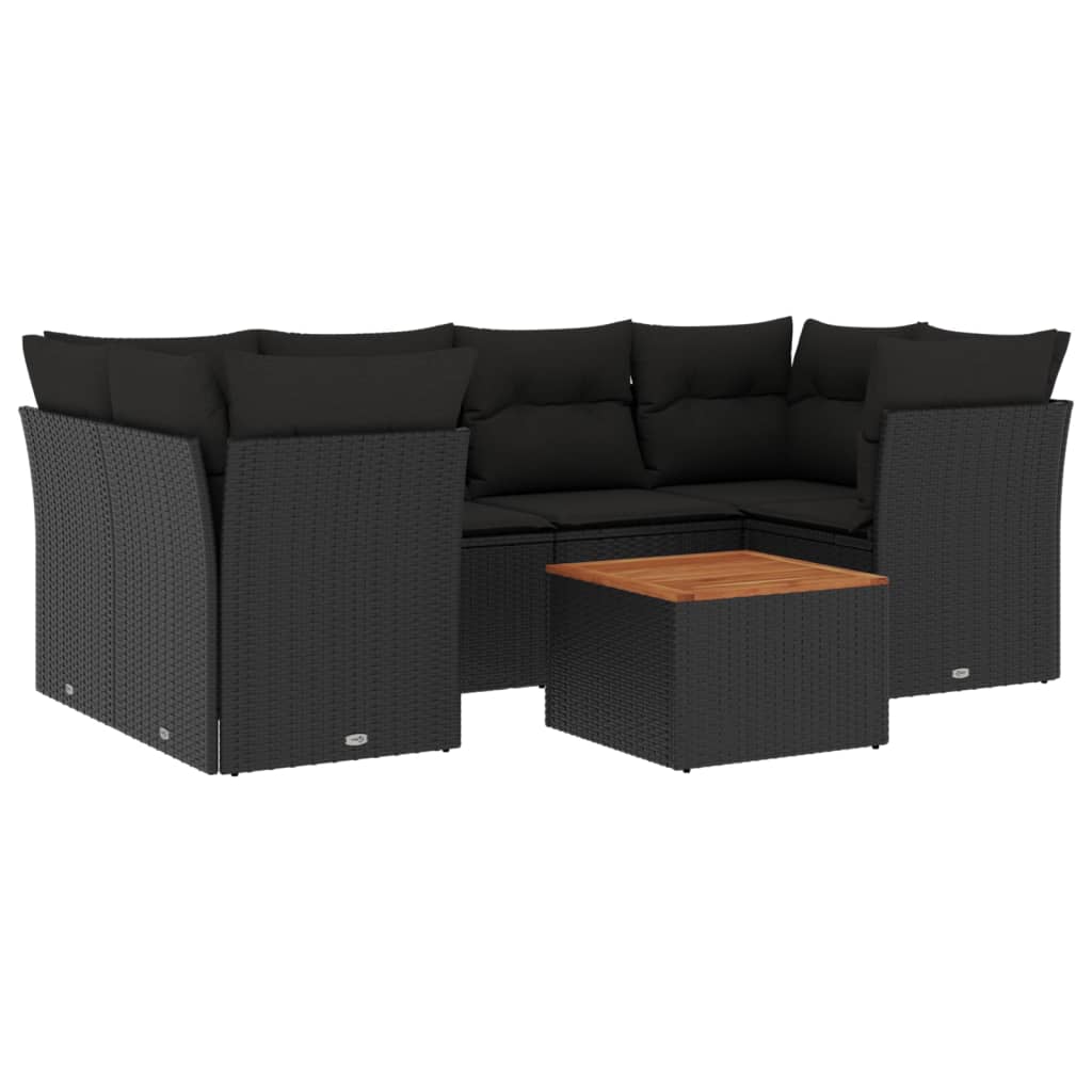 Set Divani da Giardino con Cuscini 7pz Nero Polyrattancod mxl 114770