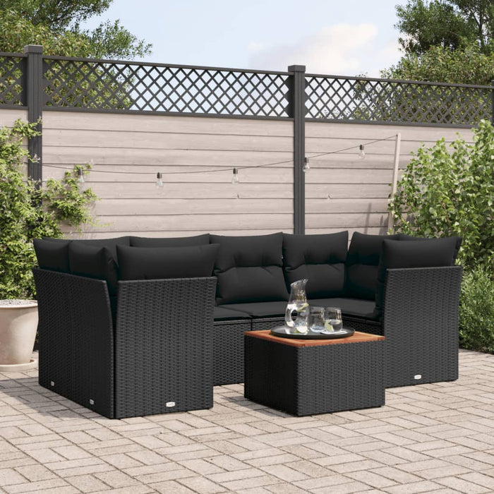 Set Divani da Giardino con Cuscini 7pz Nero Polyrattancod mxl 114770