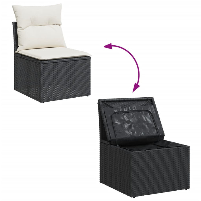 Set Divani da Giardino con Cuscini 7pz Nero Polyrattan 3255825