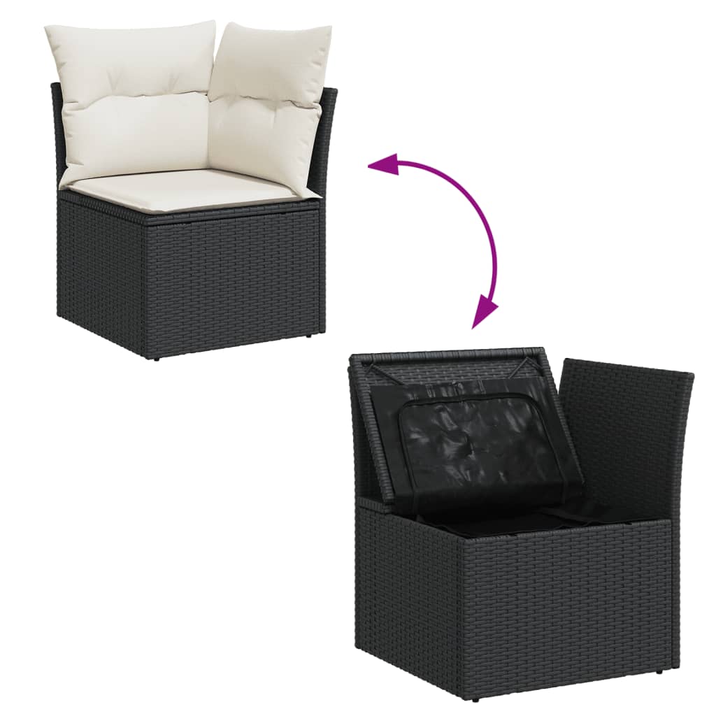 Set Divani da Giardino con Cuscini 7pz Nero Polyrattan 3255825