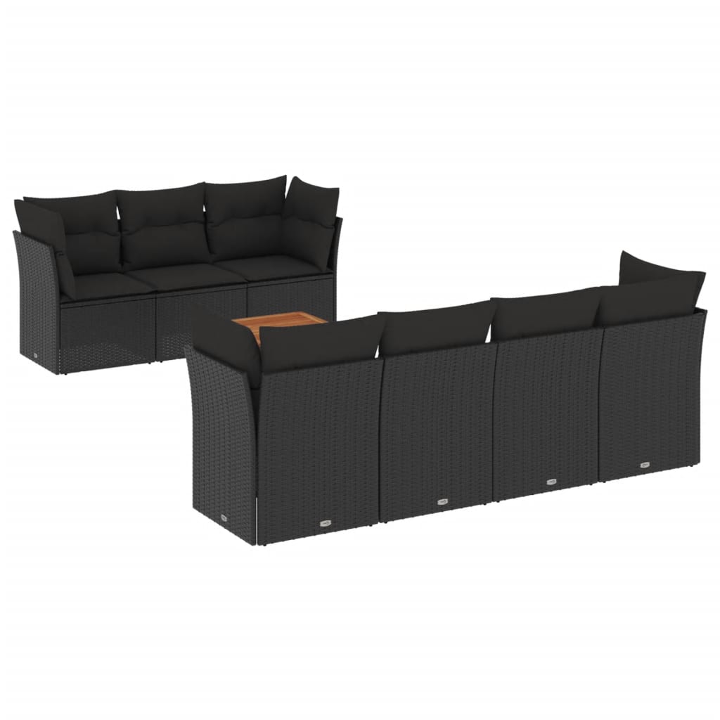 Set Divano da Giardino 6 pz con Cuscini Nero in Polyrattan 3255831