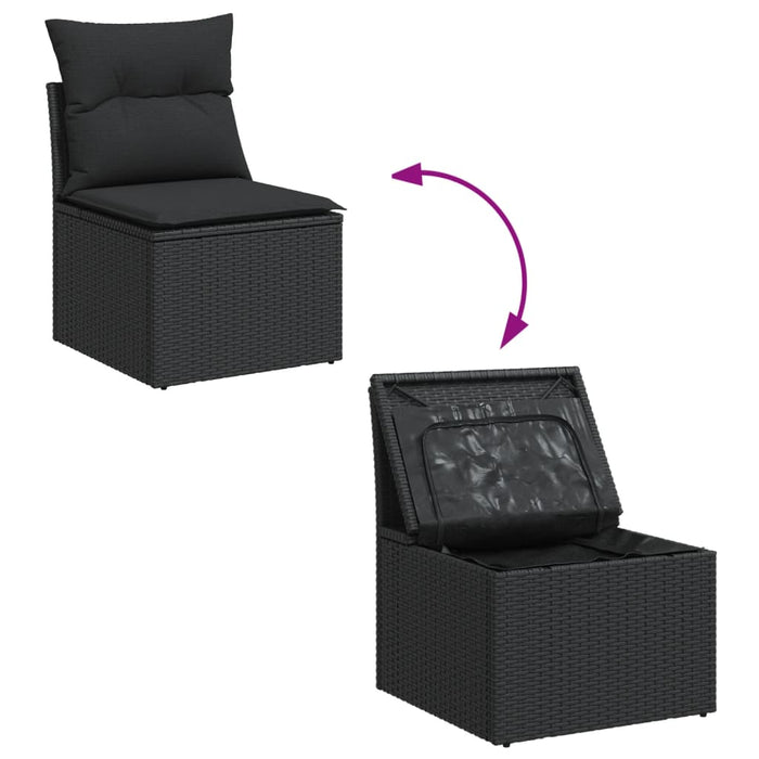 Set Divano da Giardino 6 pz con Cuscini Nero in Polyrattan 3255831