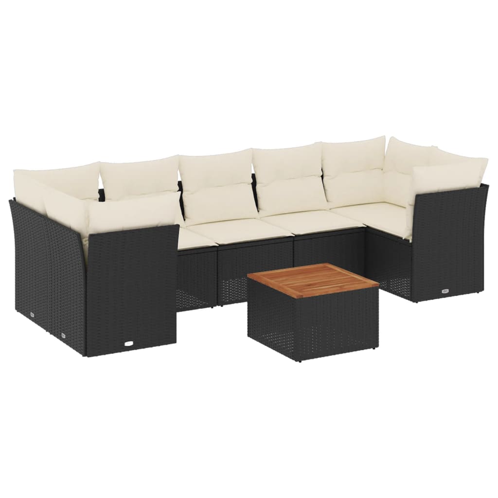 Set Divano da Giardino 6 pz con Cuscini Nero in Polyrattan 3255839