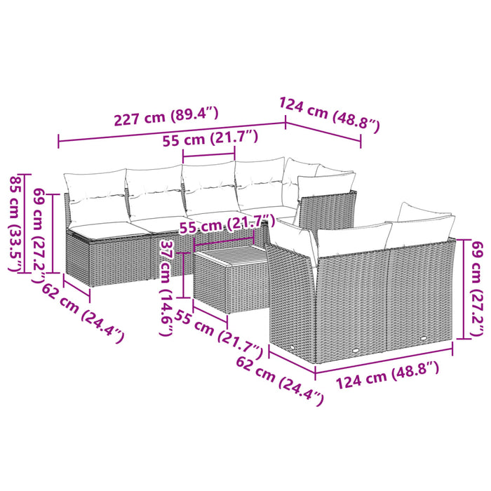 Set Divano da Giardino 6 pz con Cuscini Beige Misto Polyrattan 3255849