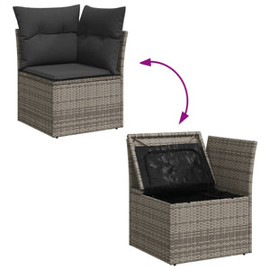 Set Divano da Giardino 9 pz con Cuscini Grigio in Polyrattan 3255857