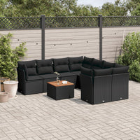 Set Divani da Giardino 9 pz con Cuscini Nero in Polyrattan 3255859