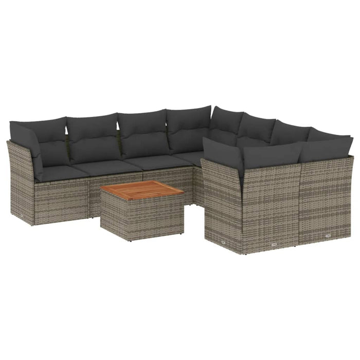 Set Divano da Giardino 9 pz con Cuscini Grigio in Polyrattan 3255864