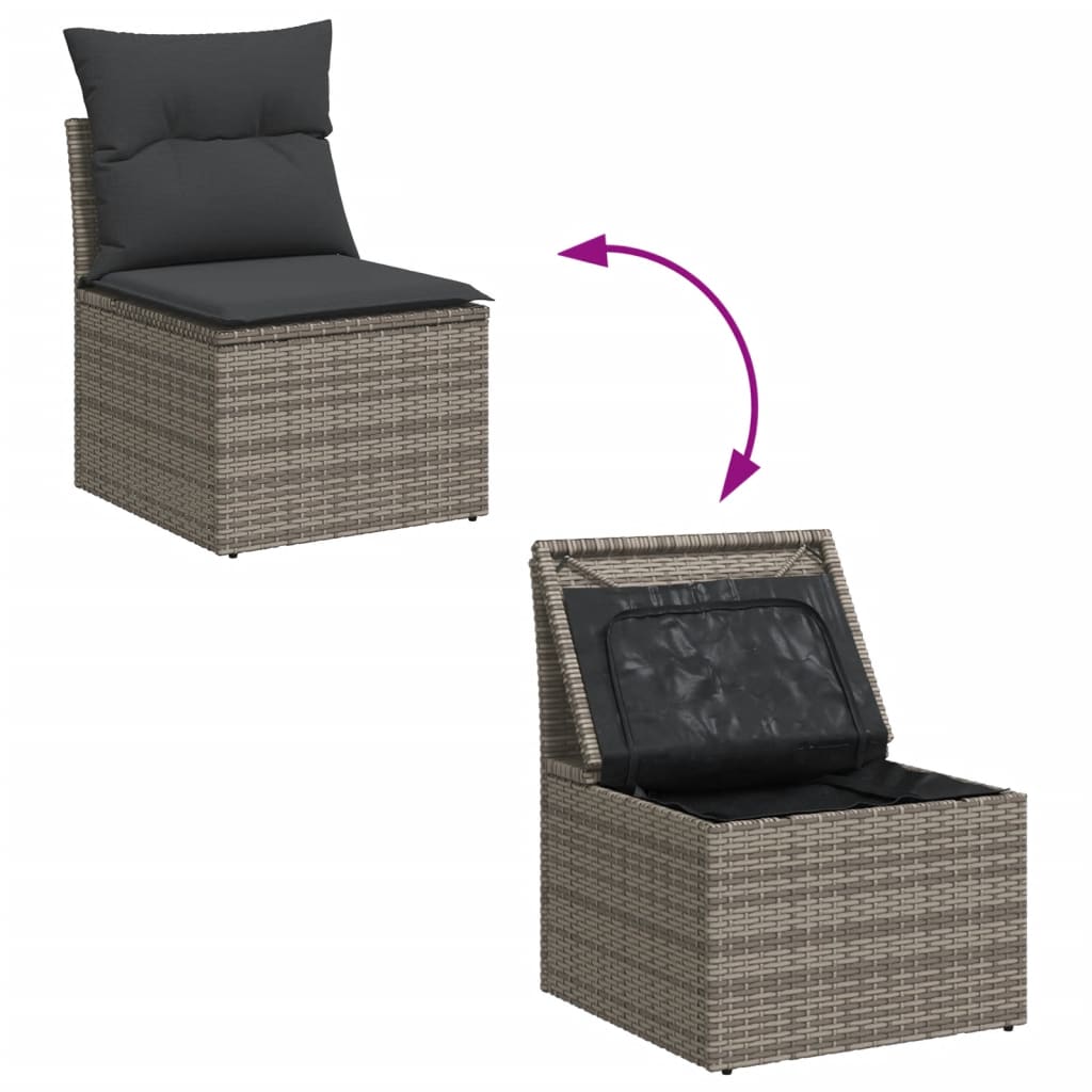 Set Divano da Giardino 9 pz con Cuscini Grigio in Polyrattan 3255864