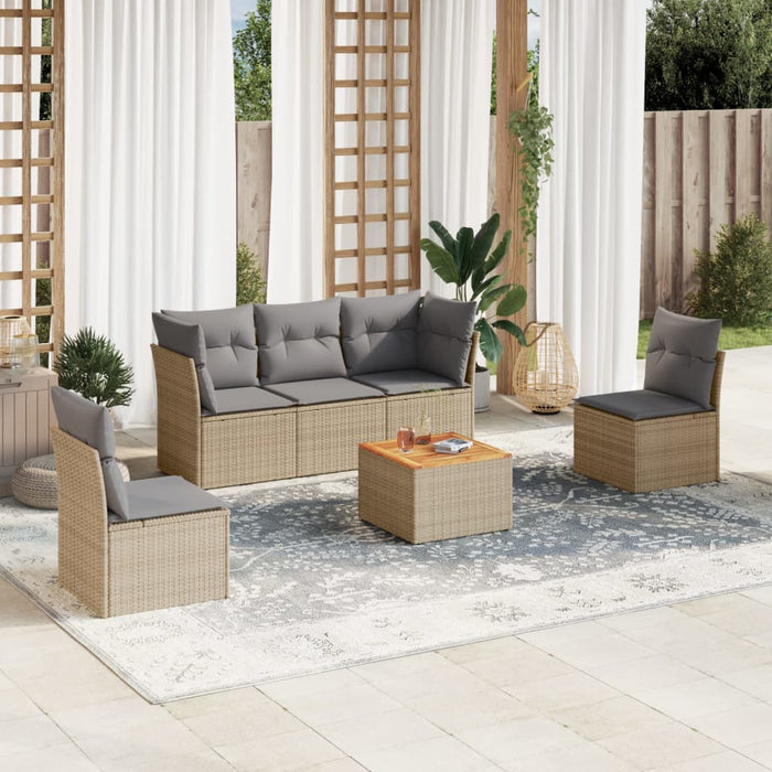 Set Divano da Giardino 6 pz con Cuscini Beige Misto Polyrattan 3255877